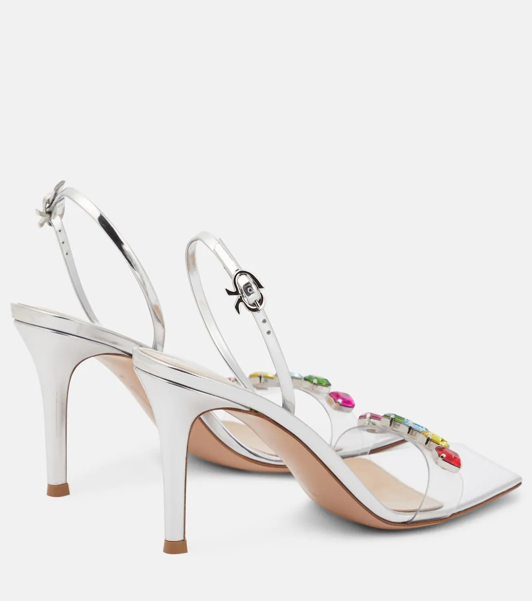Gianvito Rossi ribbon candy slingback sandals, silver
