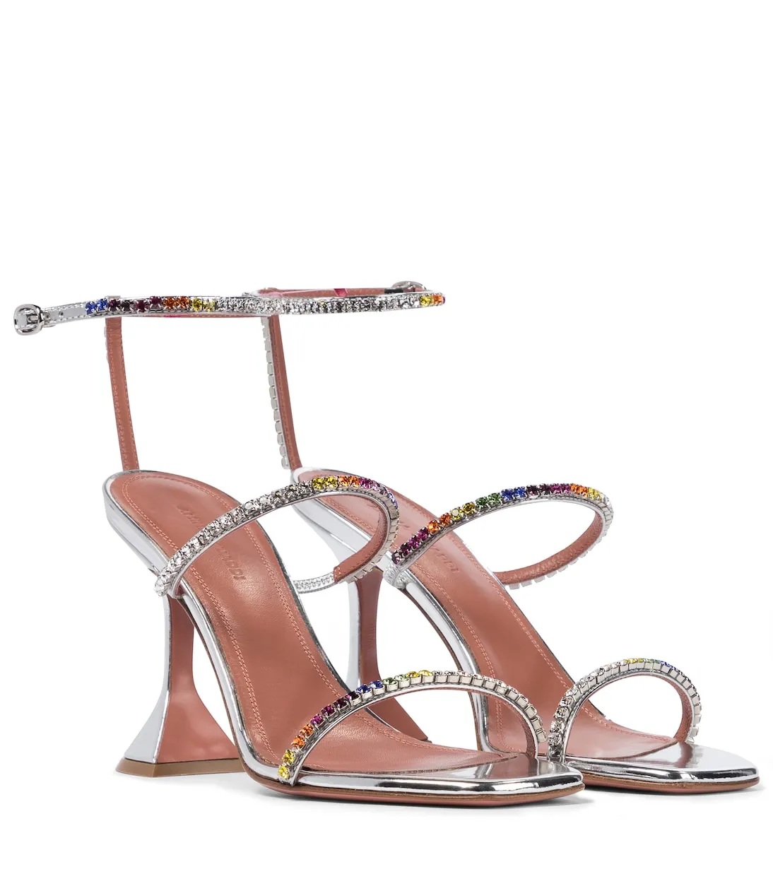 Gilda sandals with Amina Muaddi decor, silver