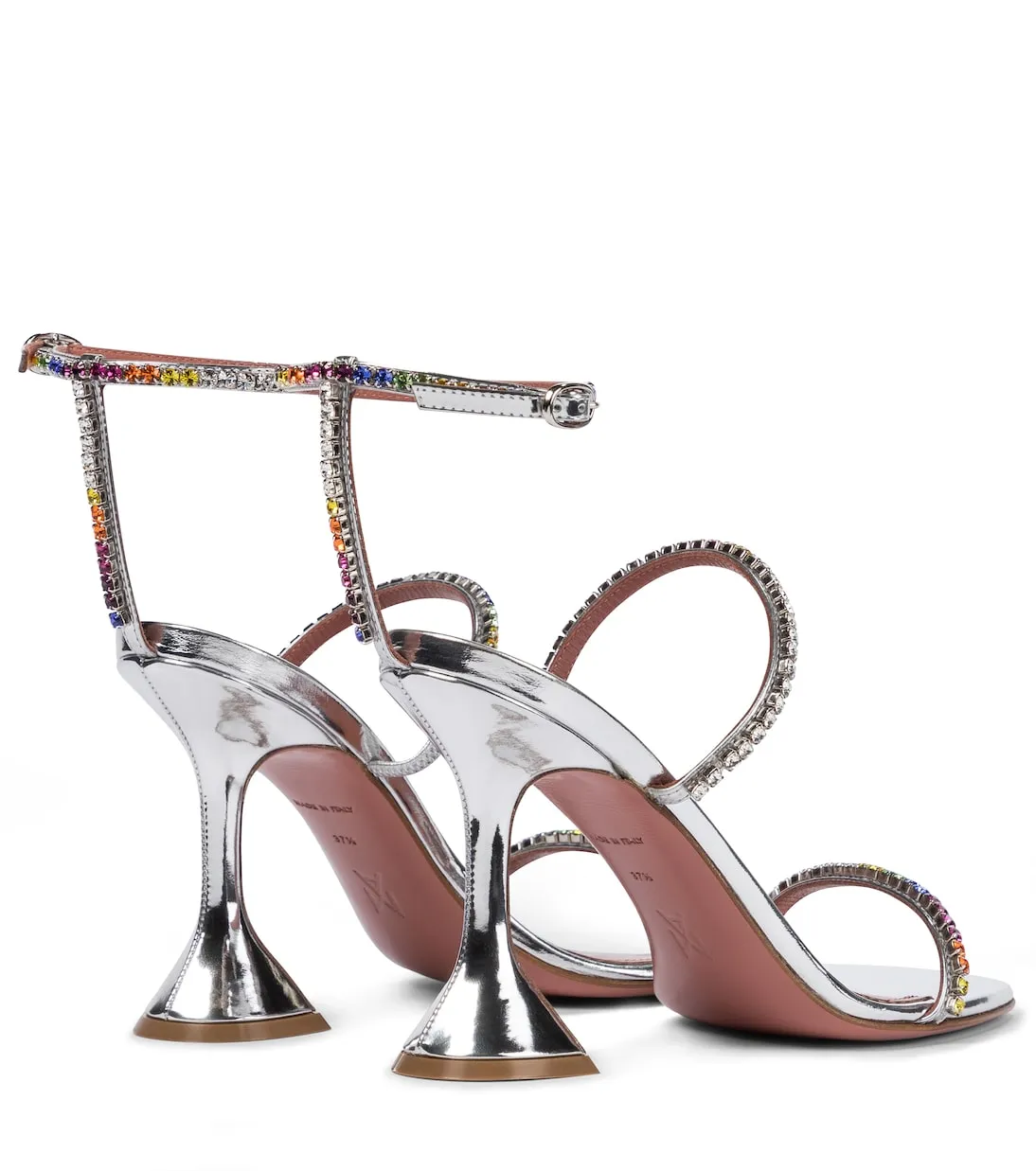 Gilda sandals with Amina Muaddi decor, silver
