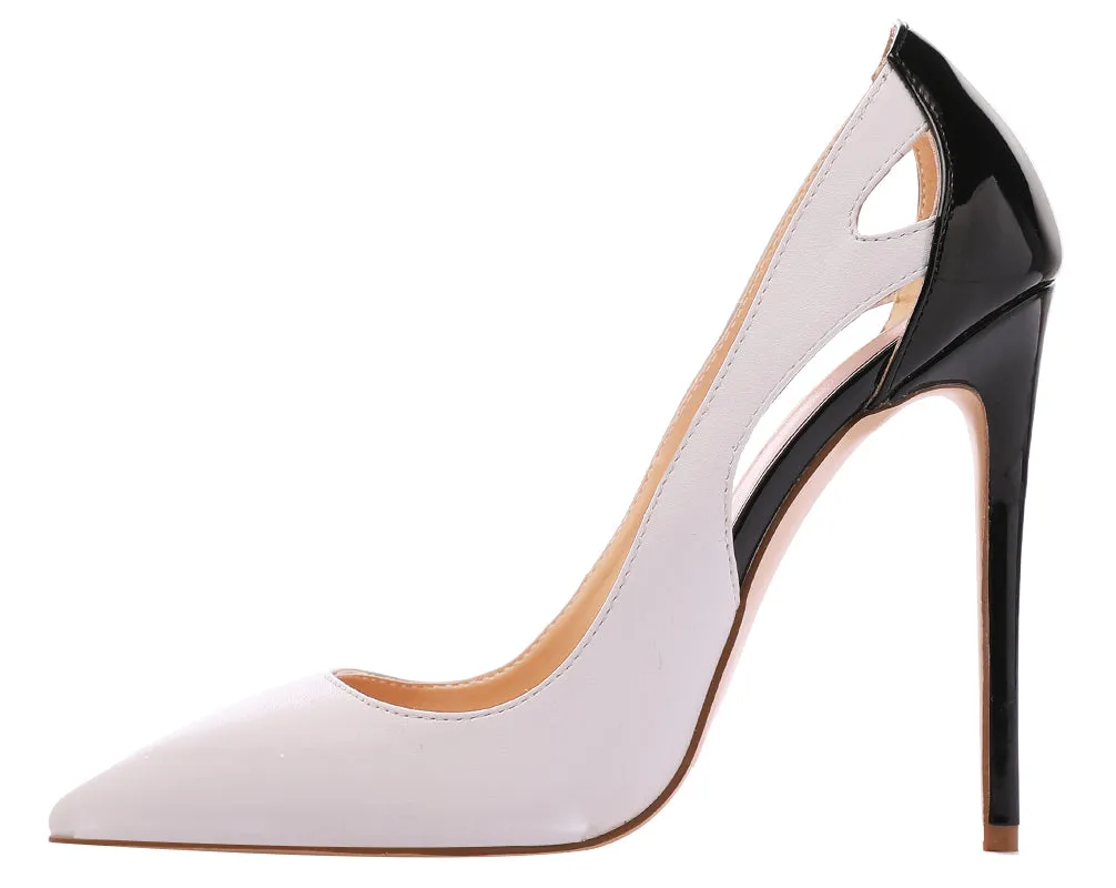 Glitter White&Black Dress Stilettos Women Pumps Sexy 12cm Party High Heels
