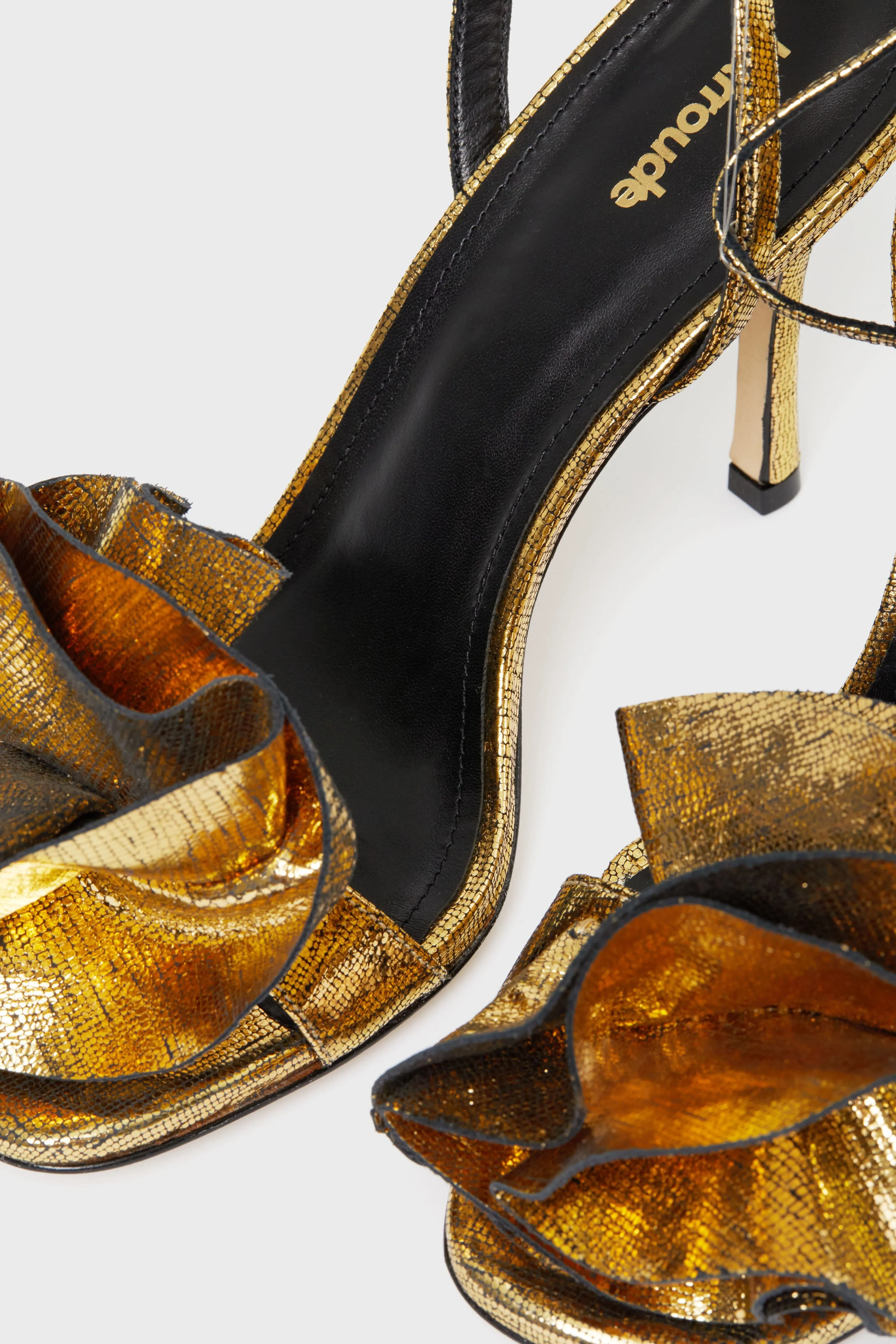 Gold Cracked Metallic Leather Penelope Sandals