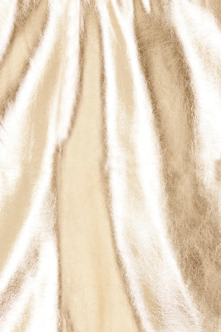 Gold Vegan Leather Mini Wrap Skirt Petite