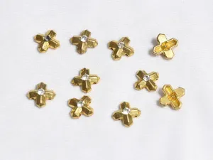 Golden Designer Cross Plastic Beads - 14x14 mm