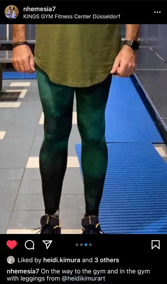 Green Abstract Men's Leggings, Gradient Meggings Men Compression Tights-Made in USA/EU