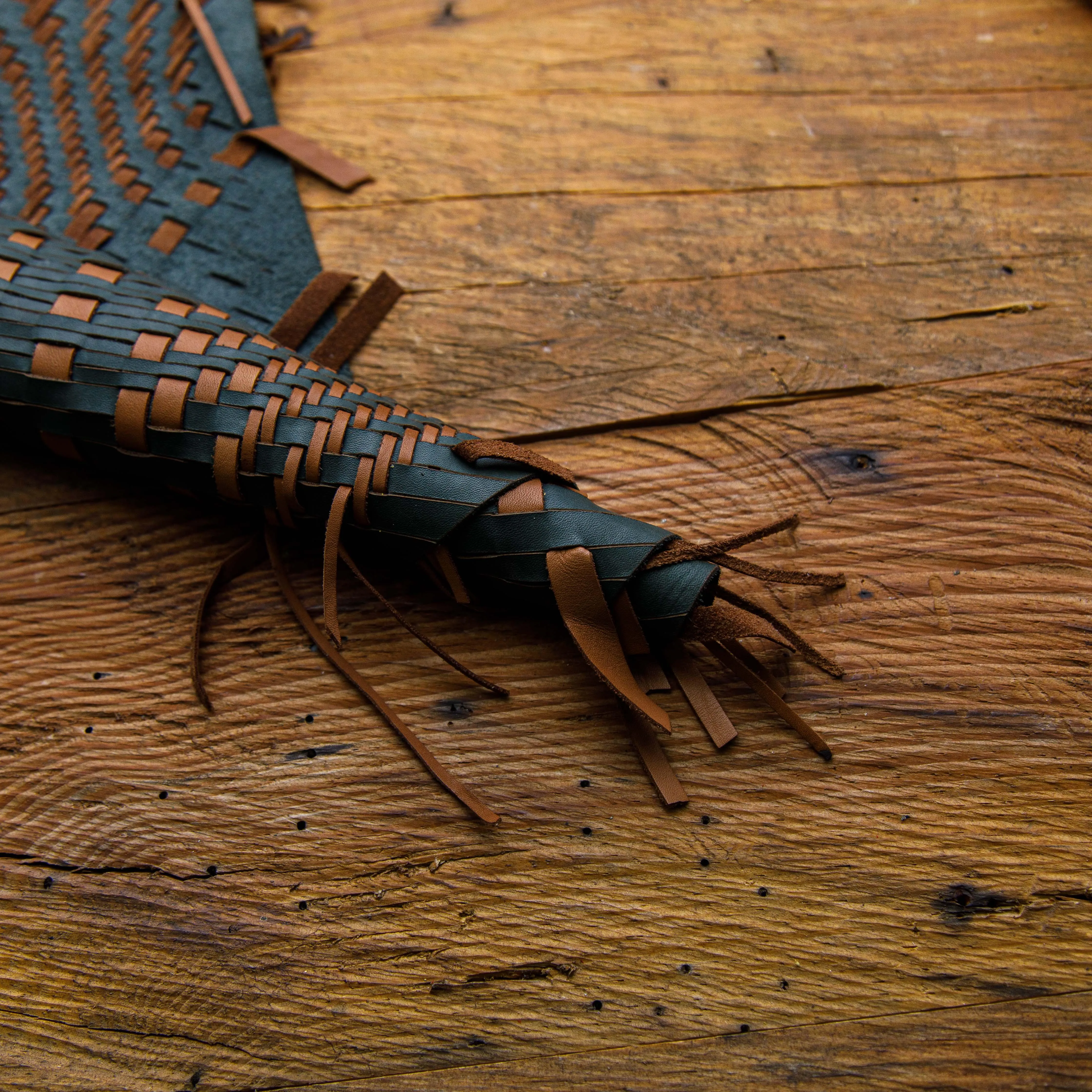 Handmade Woven Leather Crisscross Cowhide Brown & Black