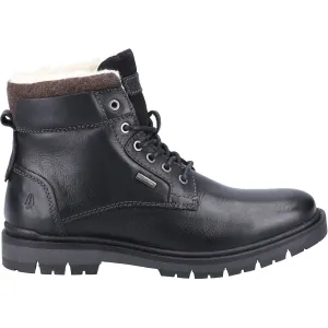 Hush Puppies Mens Patrick Leather Ankle Boots - Black