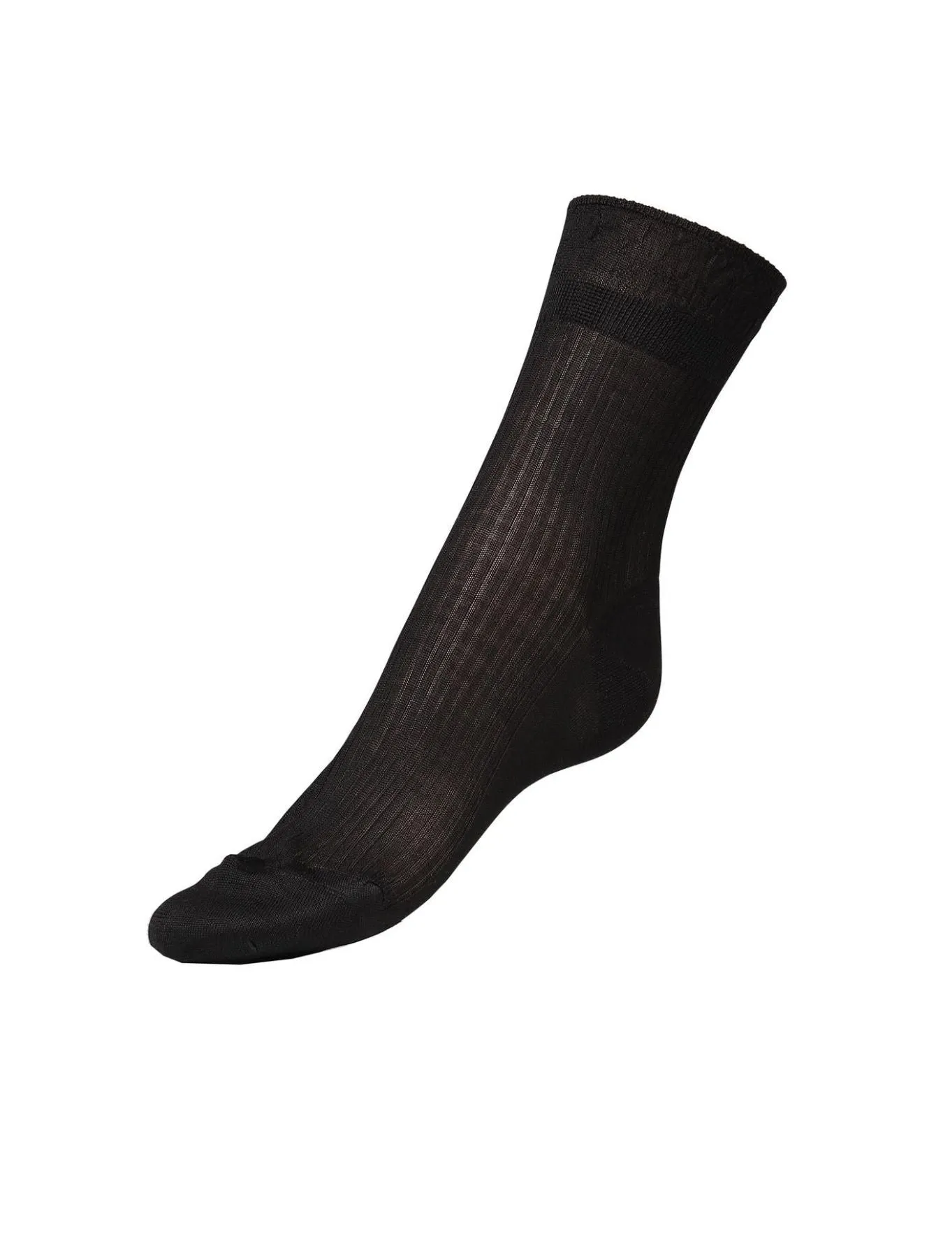 Ida Silk Crew Socks, Black