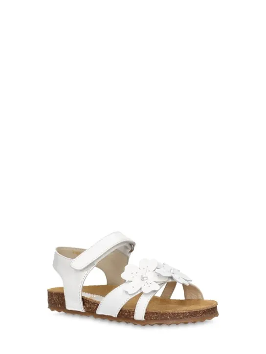 Il Gufo   Leather sandals w/ flower appliqués 