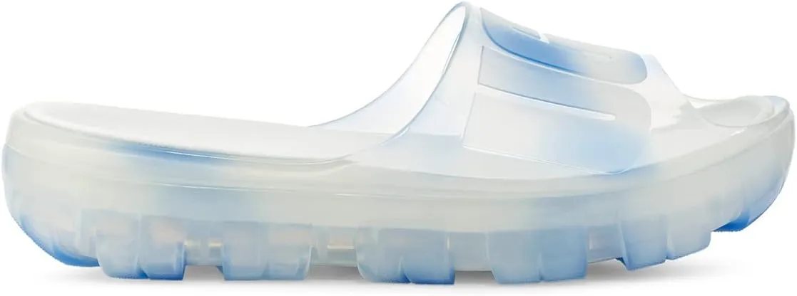 Jella Clear Watercolors Slide UGG Flat Sandals in Cloudy Sky