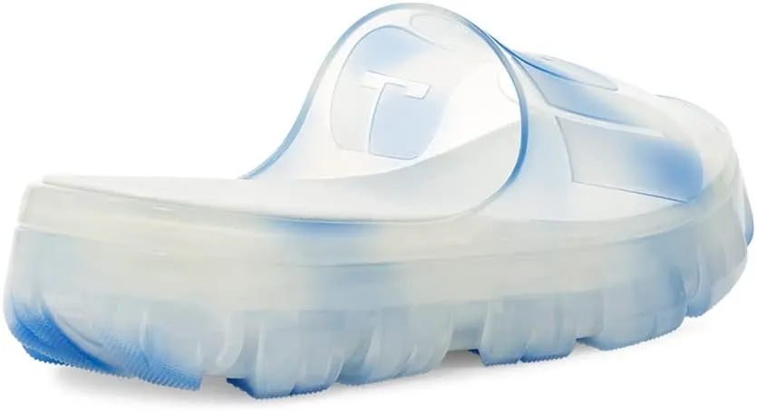 Jella Clear Watercolors Slide UGG Flat Sandals in Cloudy Sky
