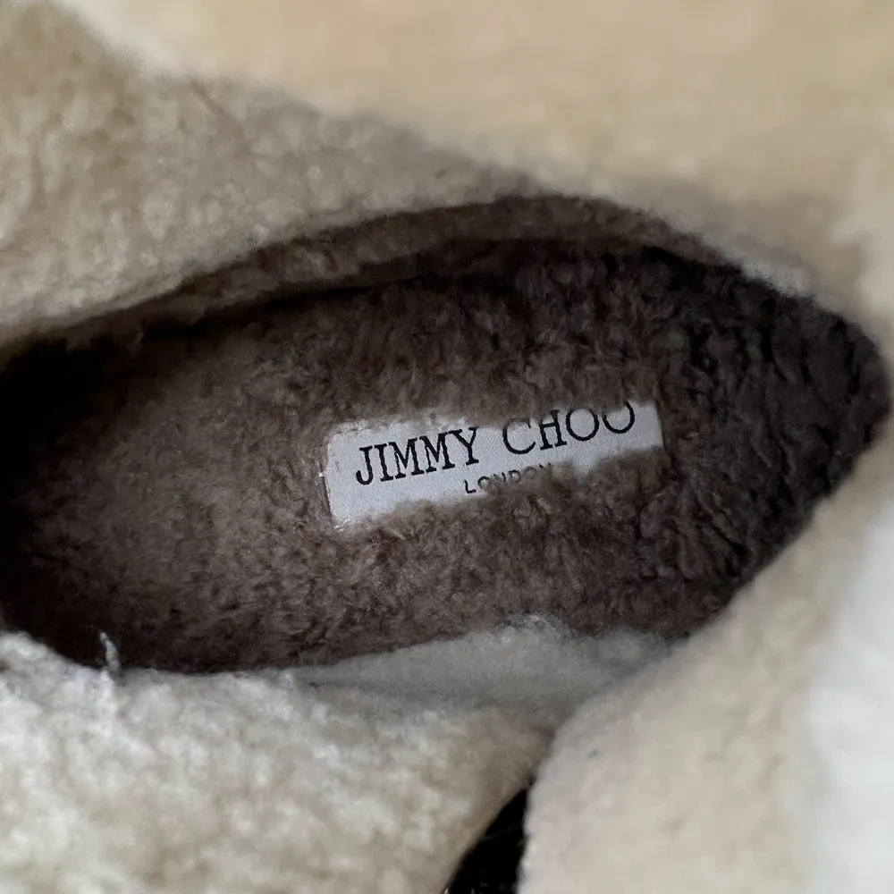 Jimmy Choo Black Bei Shearling Leather Ankle Boots 37