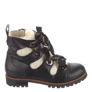 Jimmy Choo Black Bei Shearling Leather Ankle Boots 37