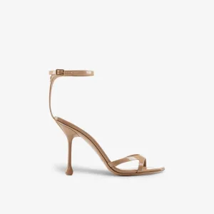 Jimmy Choo Ixia 95 Patent Leather Cutout Heel Sandal in Biscuit