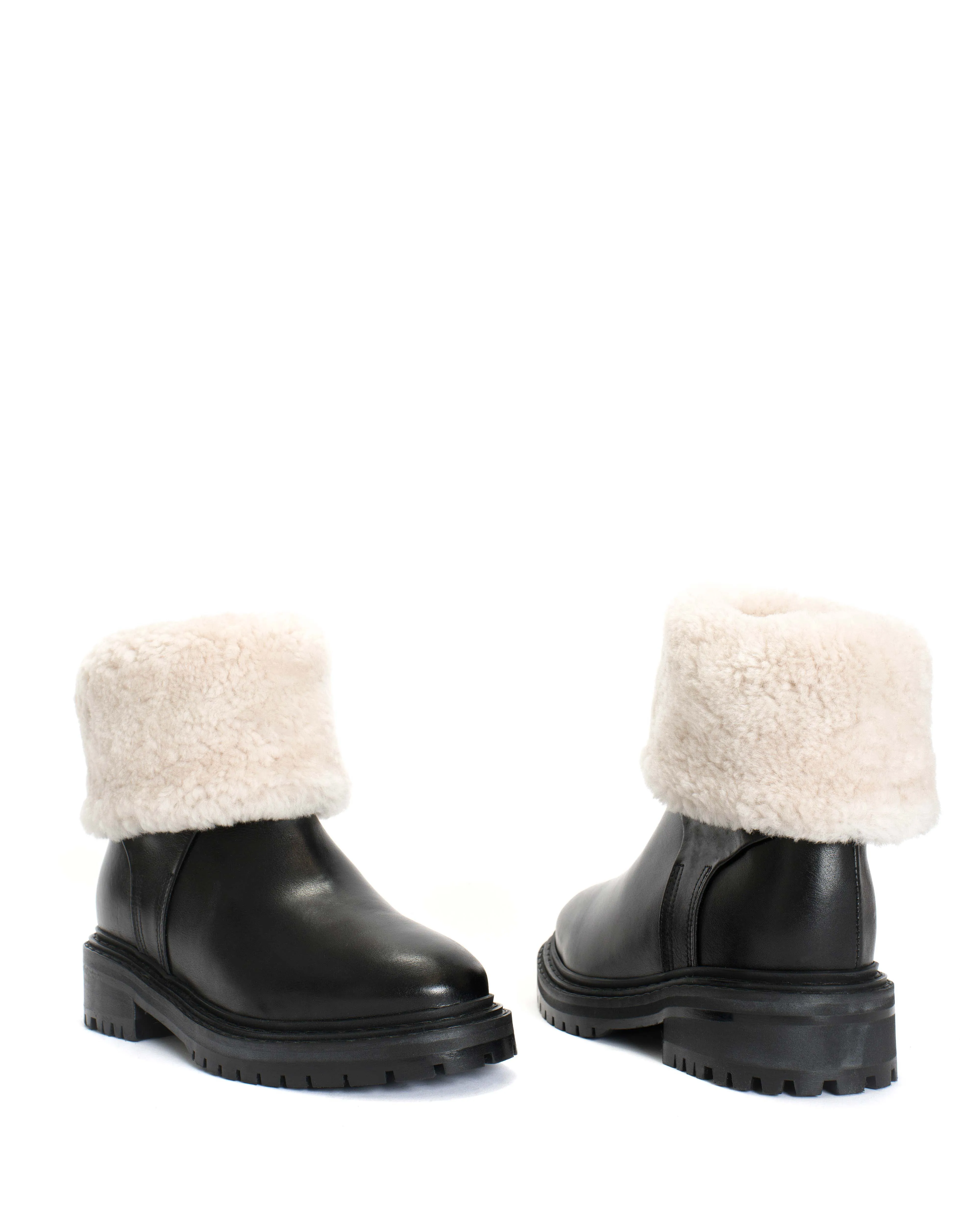kallie lamb fur Calf nappa Black