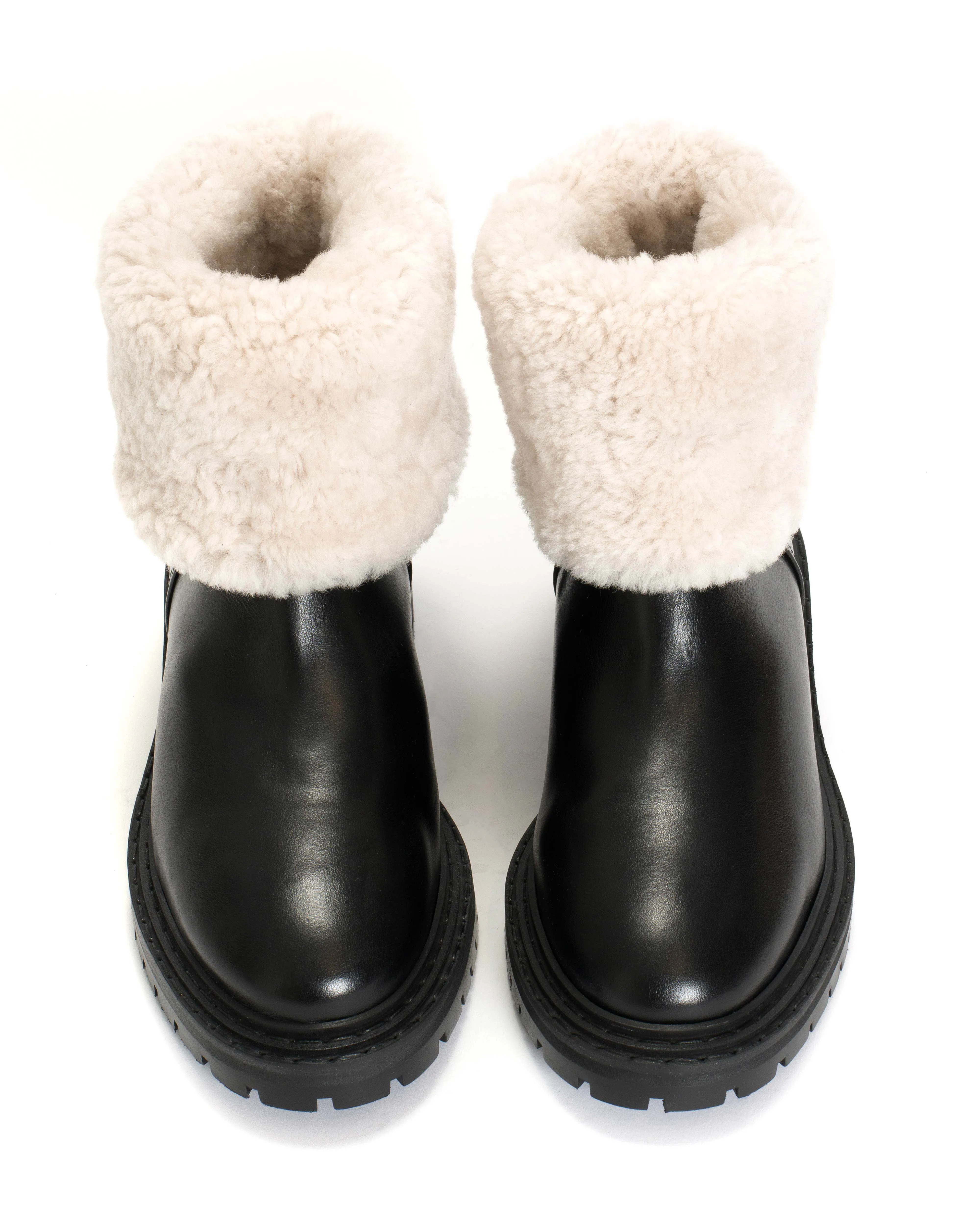 kallie lamb fur Calf nappa Black