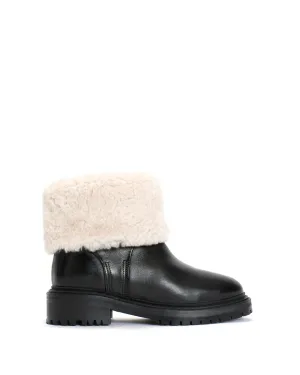 kallie lamb fur Calf nappa Black
