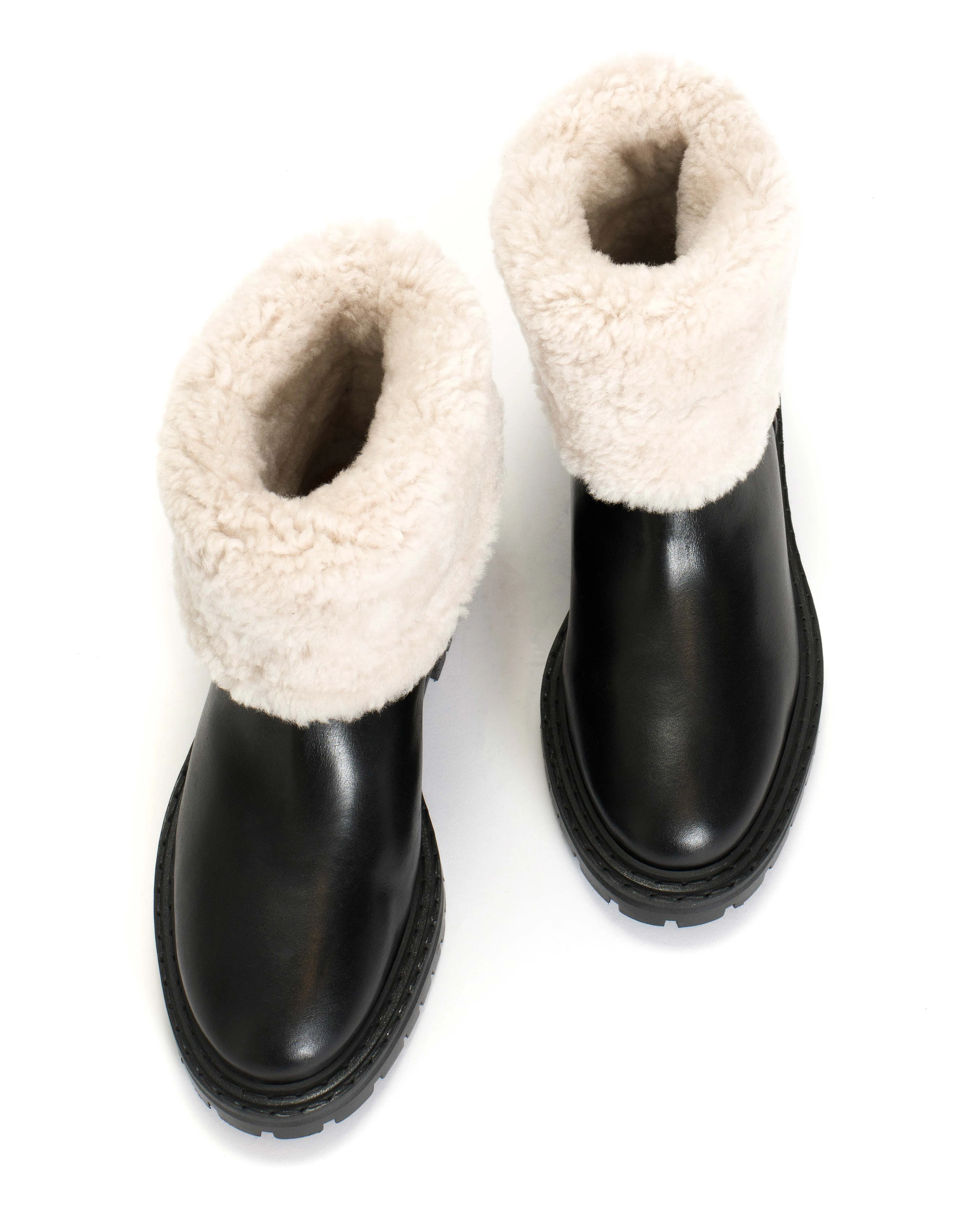 kallie lamb fur Calf nappa Black