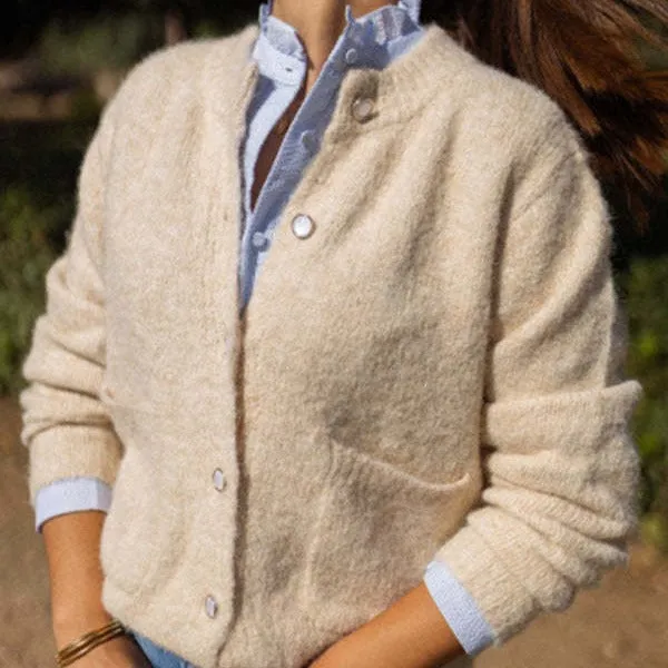 KAMAHE Cross-border new sweater women's cardigan simple slim-fitting round neck outer wear  loose thickened cardigan jacket women