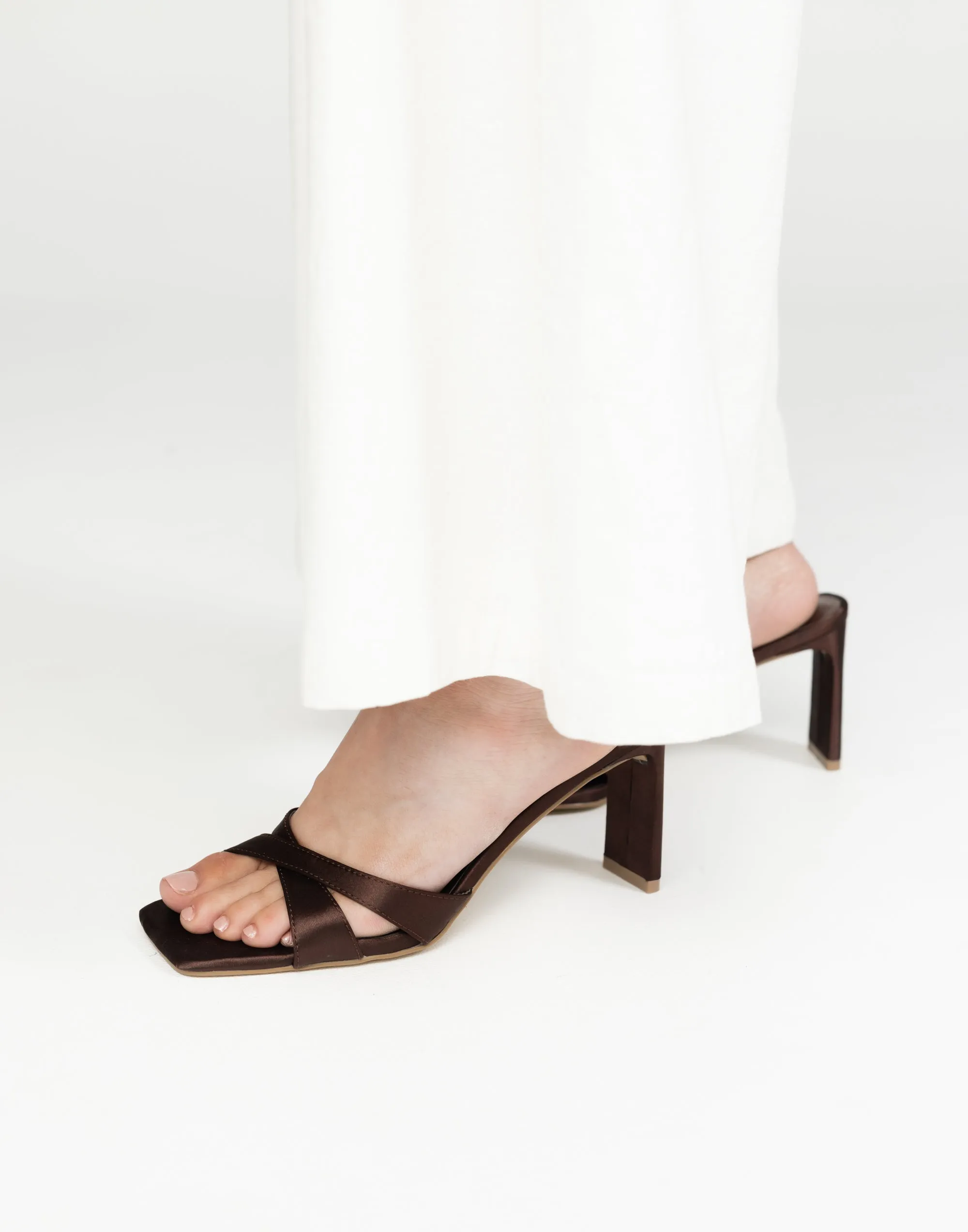 Kelsie Heels (Espresso Satin) - By Billini