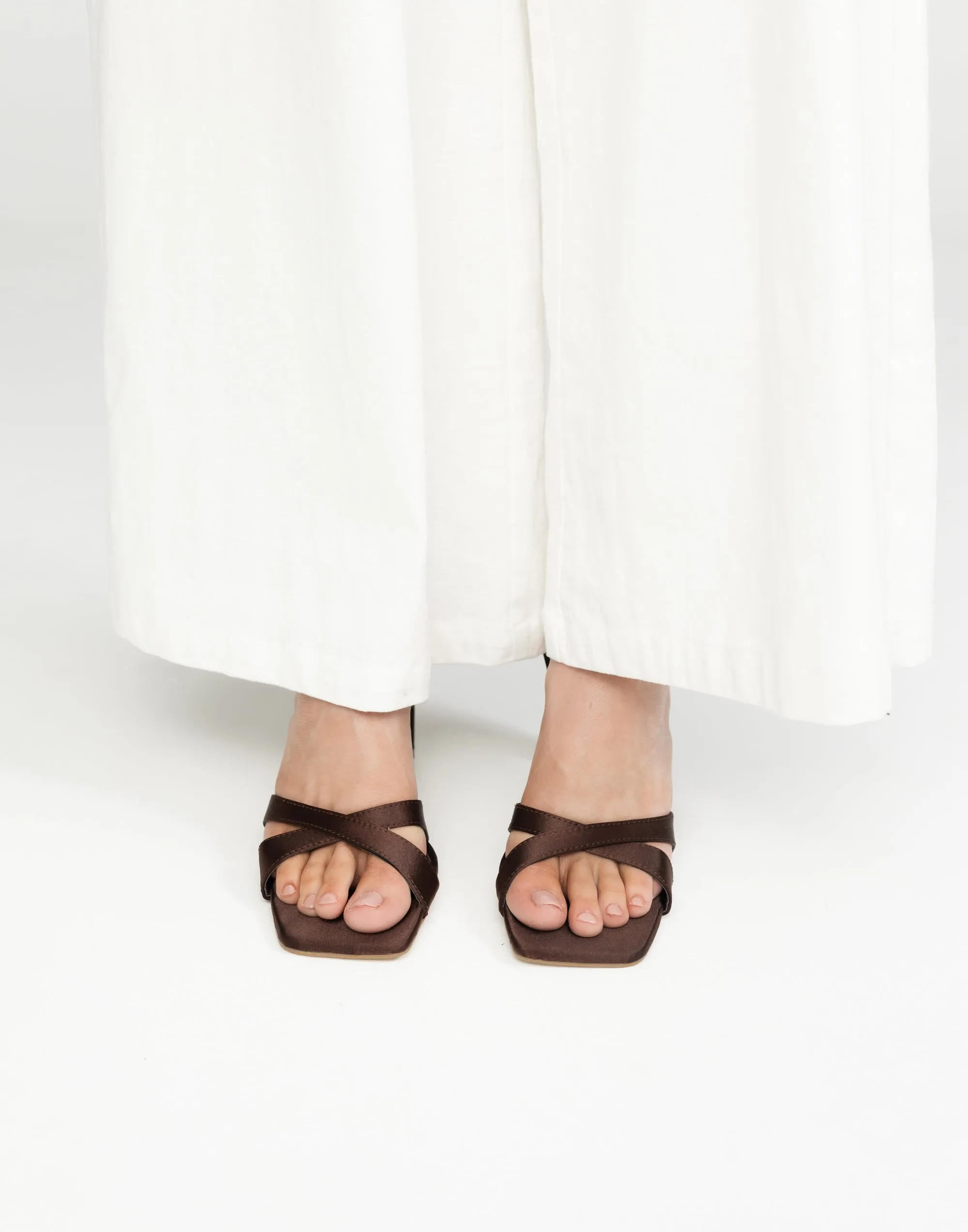 Kelsie Heels (Espresso Satin) - By Billini