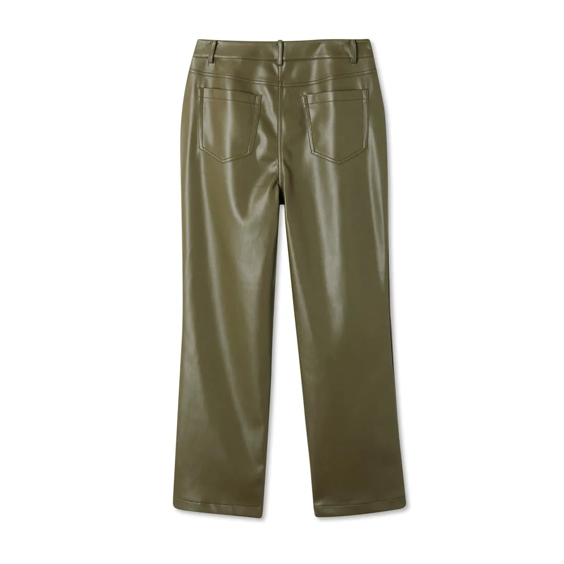 Khaki Vegan Leather Trouser