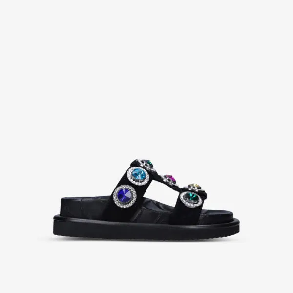 Kurt Geiger London Orson Suede Sandals with Crystals, Black