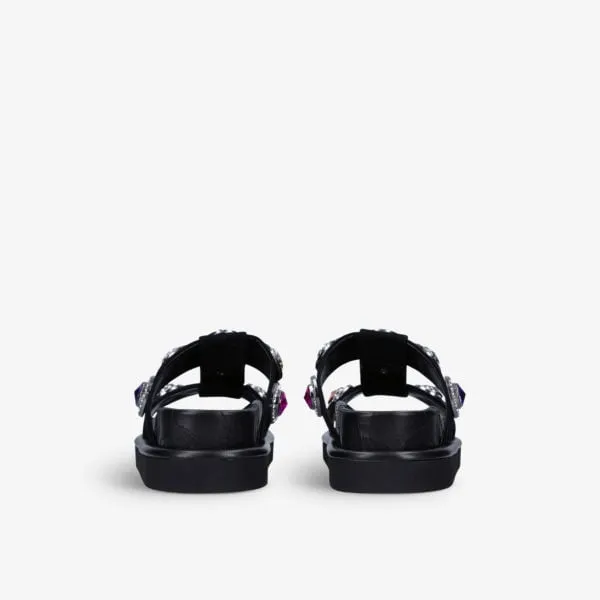 Kurt Geiger London Orson Suede Sandals with Crystals, Black
