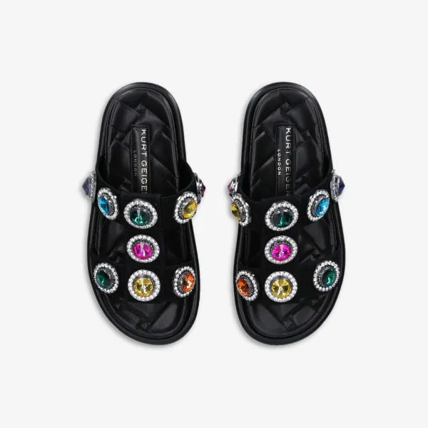 Kurt Geiger London Orson Suede Sandals with Crystals, Black
