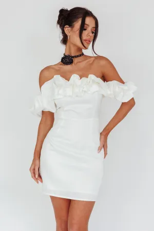 La Palma Off-Shoulder Mini Dress Off White