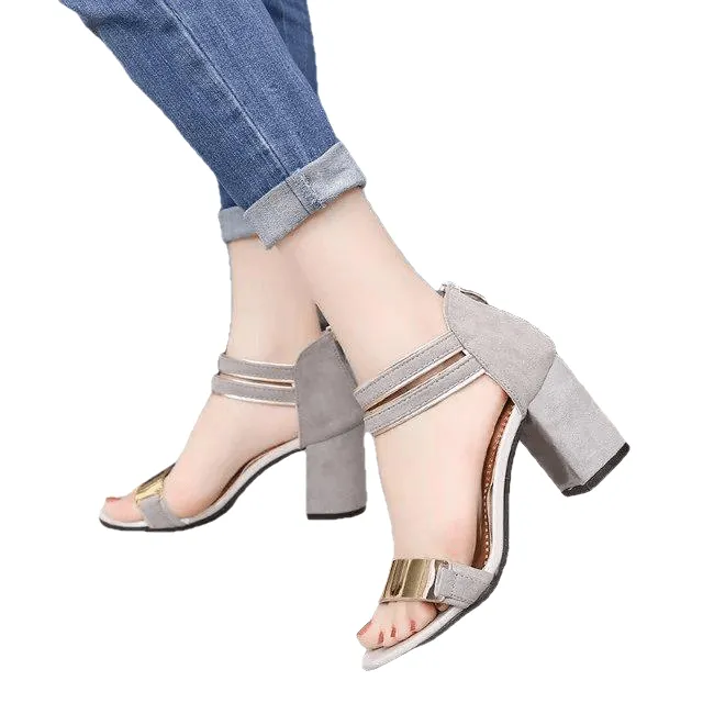 Ladies Ankle-Wrap Shoes Summer Gladiator Sandals Women Square Heel Party Wedding Bling