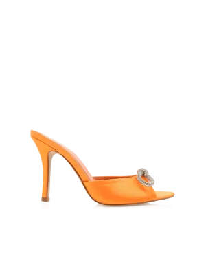 Leilah Bow Heel Tangerine Satin