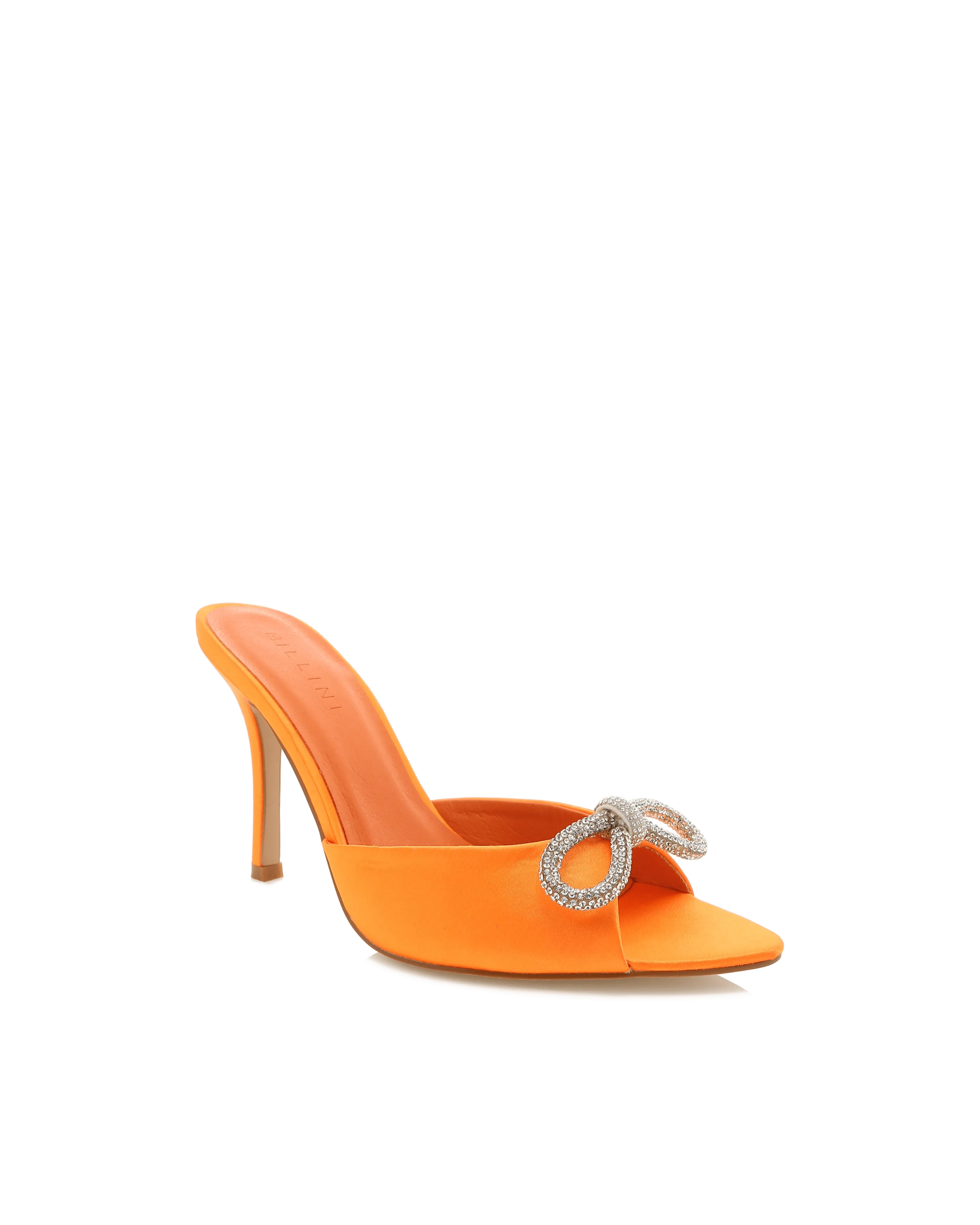 Leilah Bow Heel Tangerine Satin