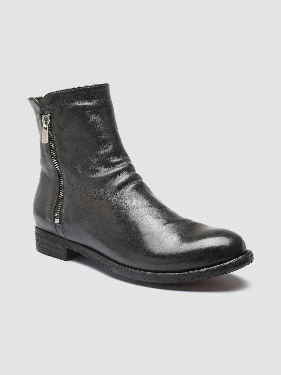 LEXIKON 097 - Gray Leather and Shearling Ankle Boots