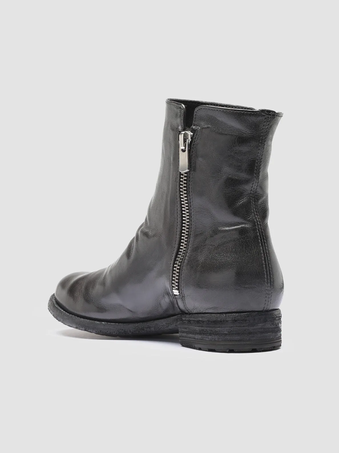 LEXIKON 097 - Gray Leather and Shearling Ankle Boots