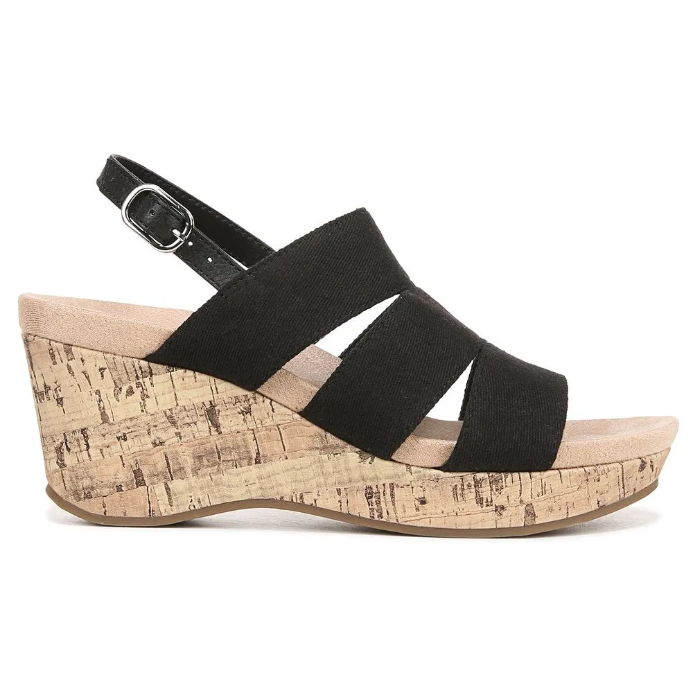 Lifestride Women's Darby Medium/Wide Wedge Sandals, Black