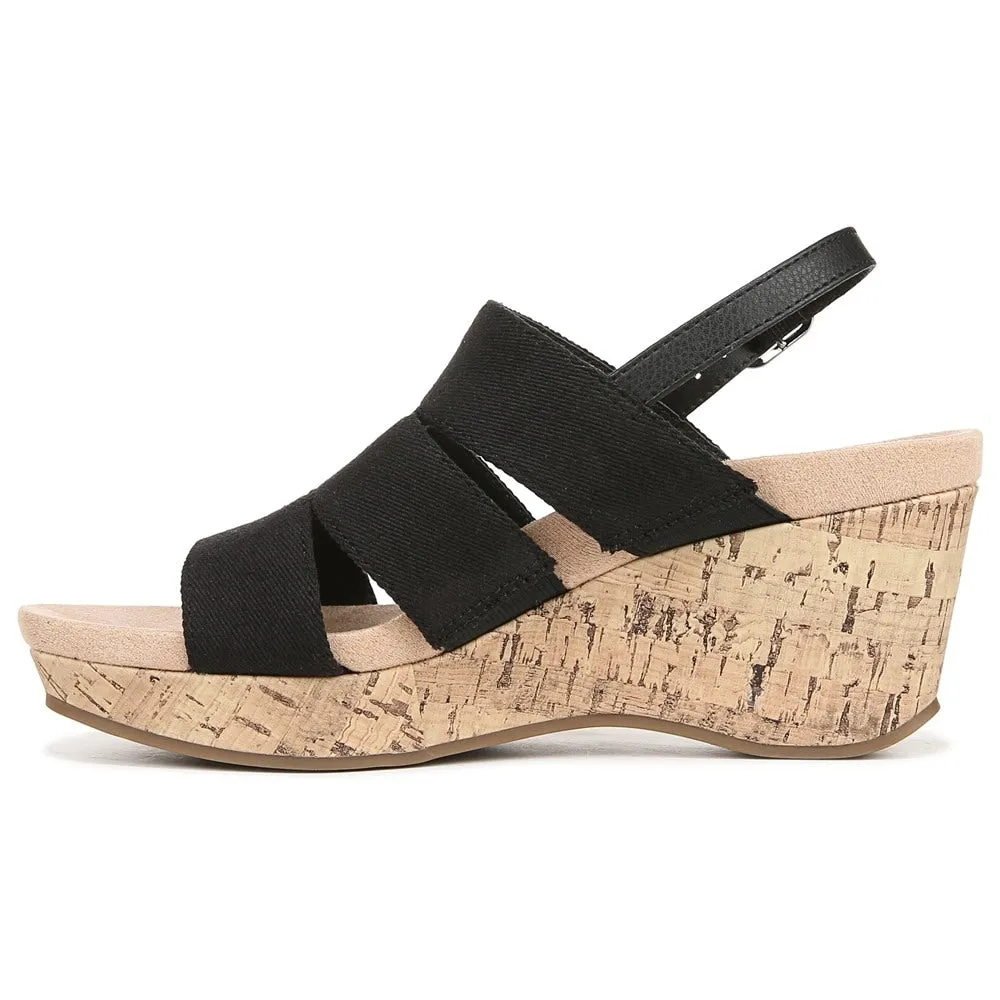 Lifestride Women's Darby Medium/Wide Wedge Sandals, Black