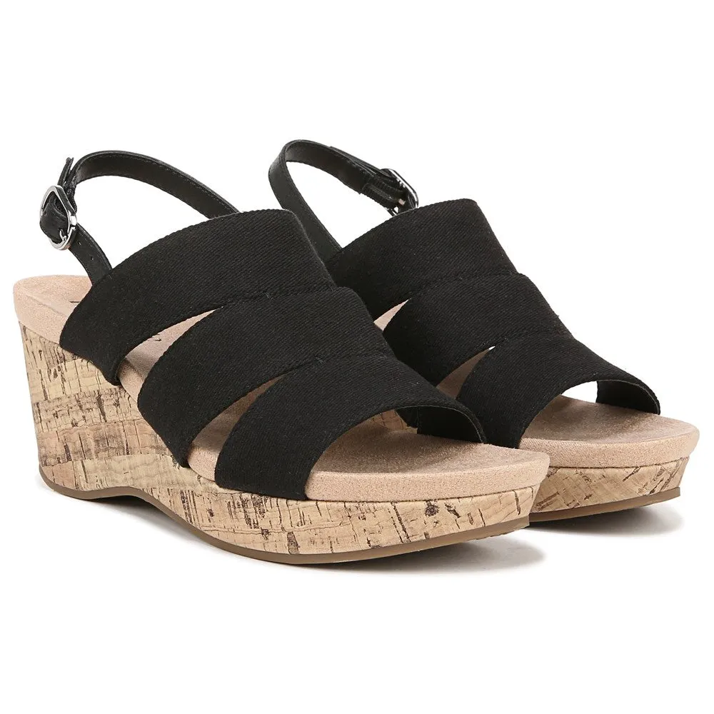 Lifestride Women's Darby Medium/Wide Wedge Sandals, Black