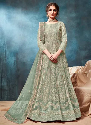 Light Green Embroidered Wedding Anarkali Suit