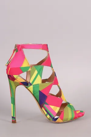 Liliana Geometric Cutout Peep Toe Stiletto Heel