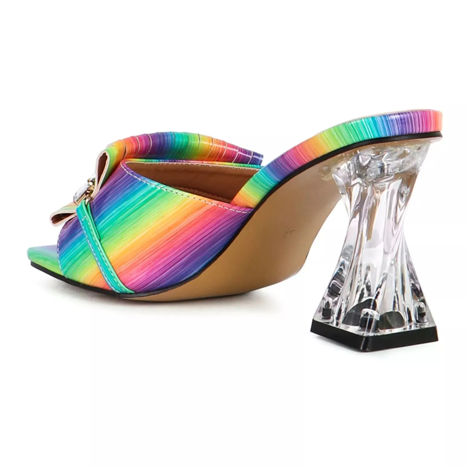 London Rag Fantasy Women's Clear Heel Embellished Sandals London Rag, Beige