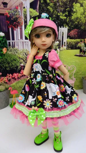 Lucky Elephant - romper & pinafore for 45cm BJD