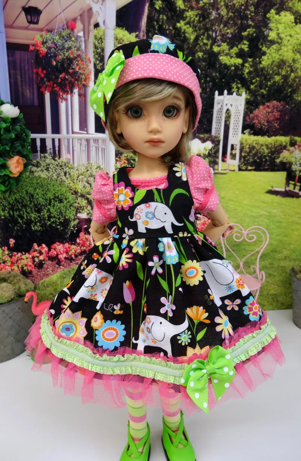 Lucky Elephant - romper & pinafore for 45cm BJD