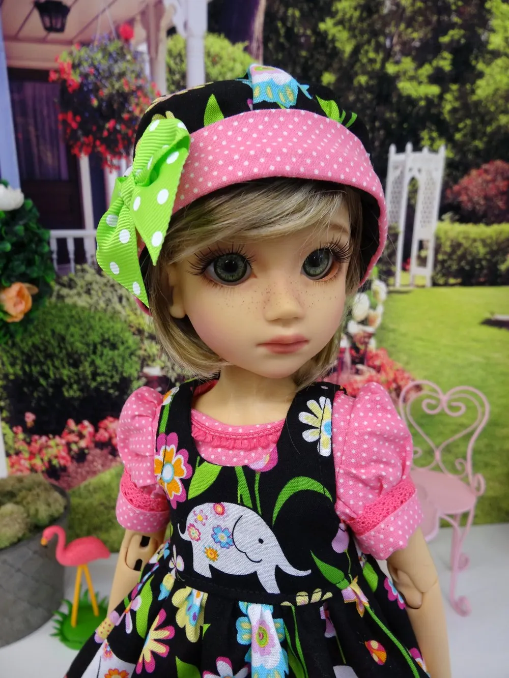 Lucky Elephant - romper & pinafore for 45cm BJD