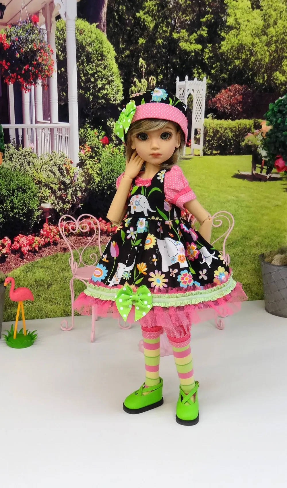 Lucky Elephant - romper & pinafore for 45cm BJD