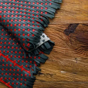 Luxurious Red & Black Woven Leather Hide