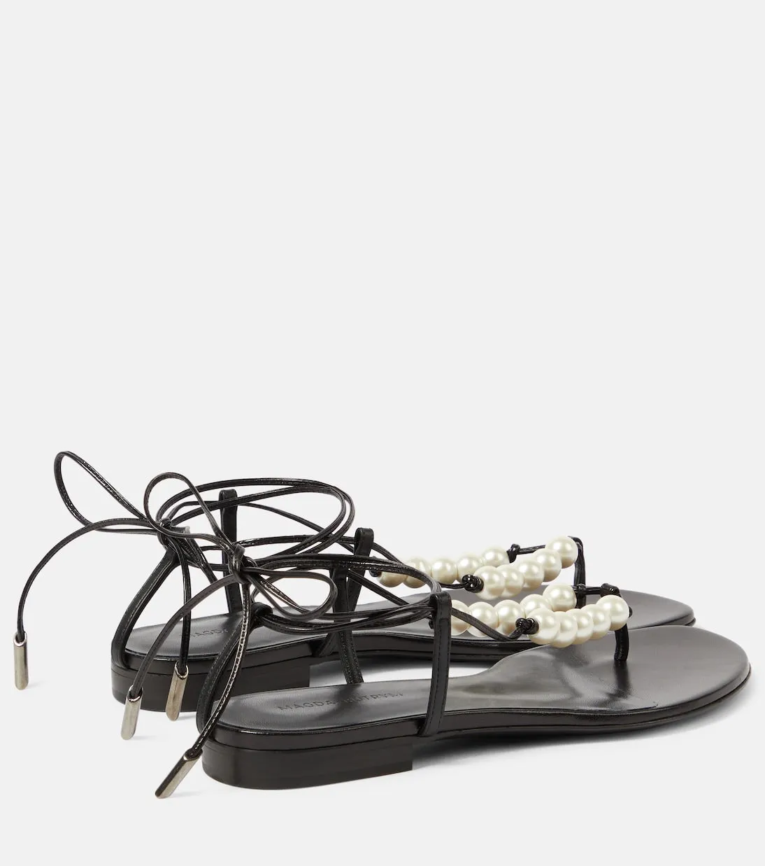 Magda Butrym leather sandals with faux pearl embellishment, black