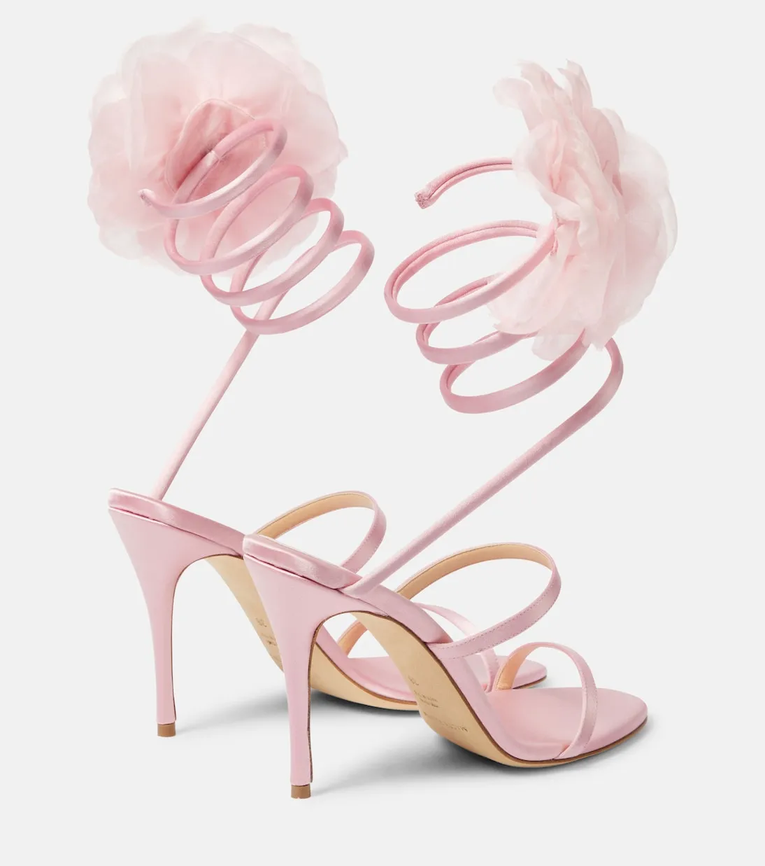 Magda Butrym satin sandals with floral appliqué, pink