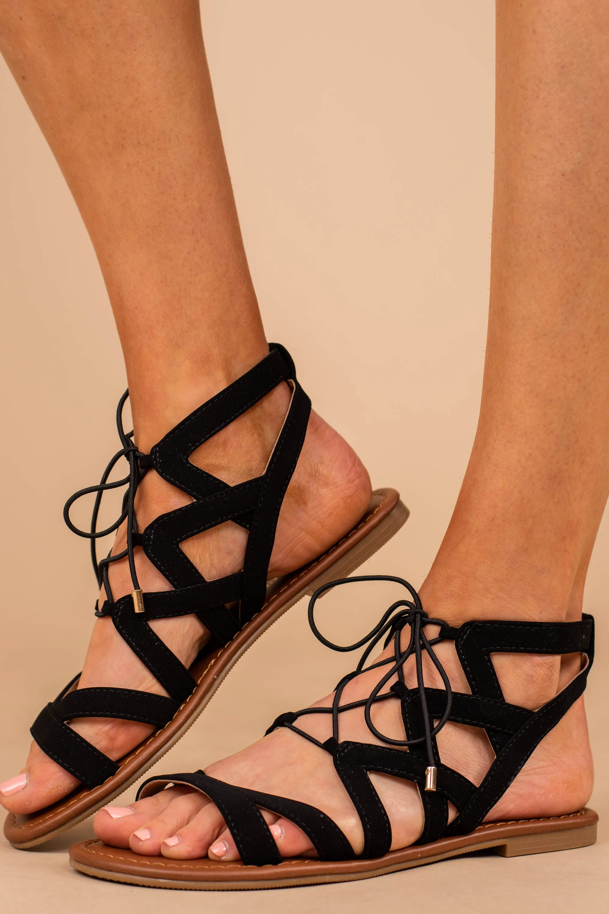 Make You Move Black Gladiator Sandals