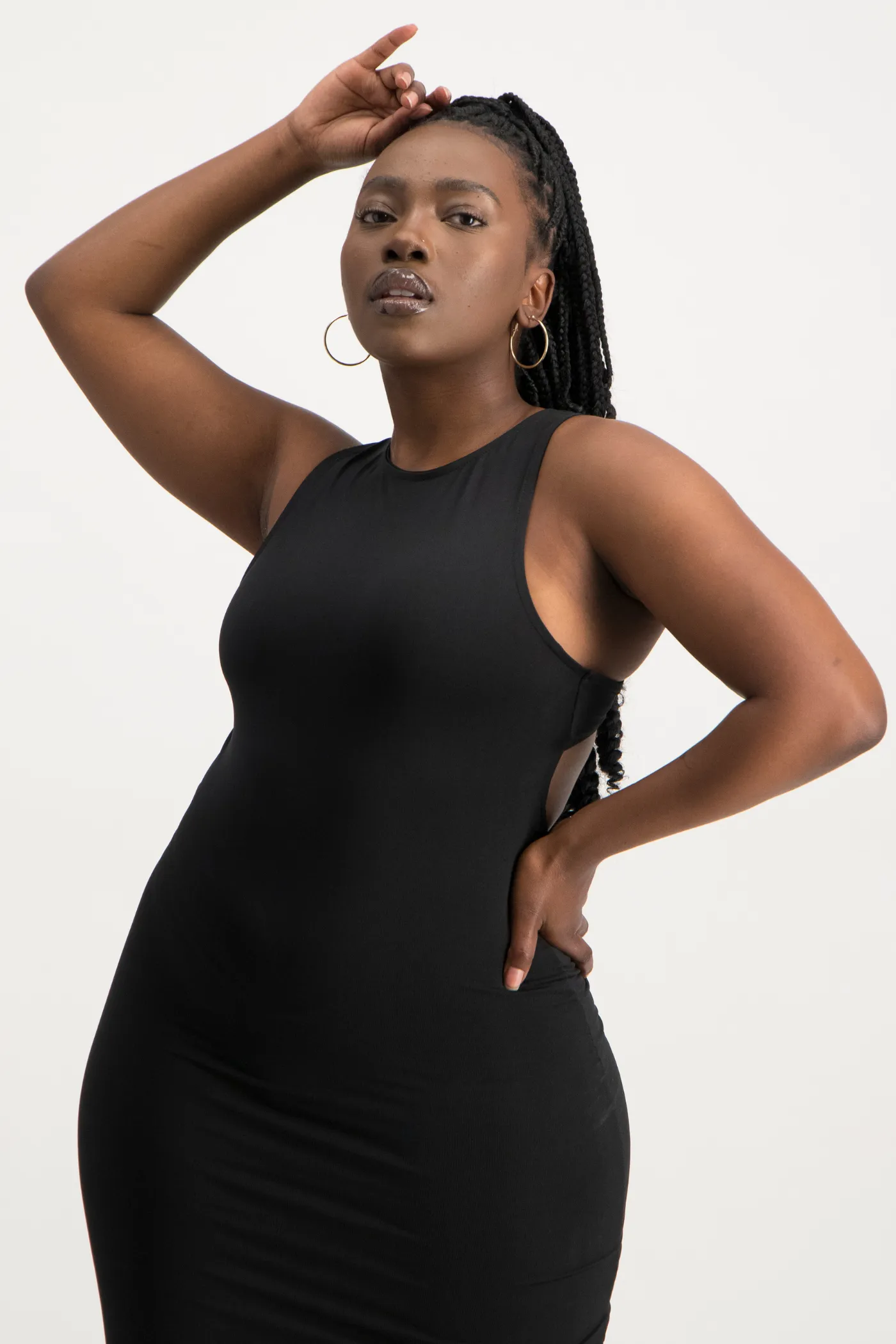 Melanie Open Back Maxi Dress with Slit - Black