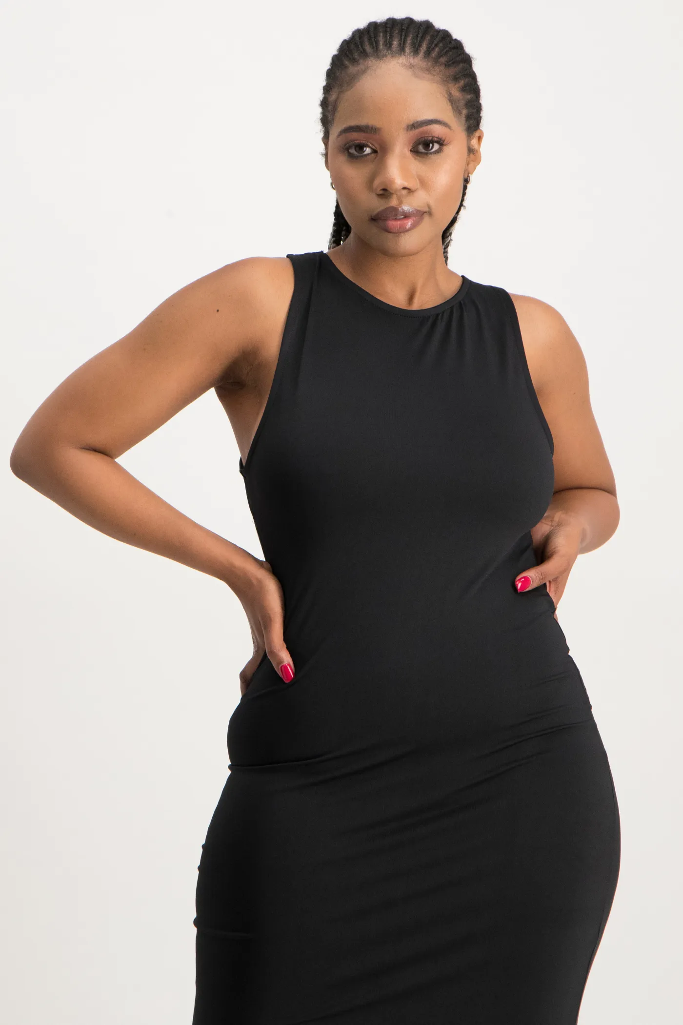 Melanie Open Back Maxi Dress with Slit - Black